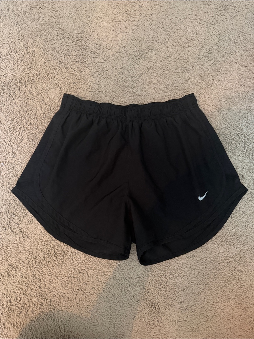 Nike-Women's Black Athletic Shorts with silver Swoosh